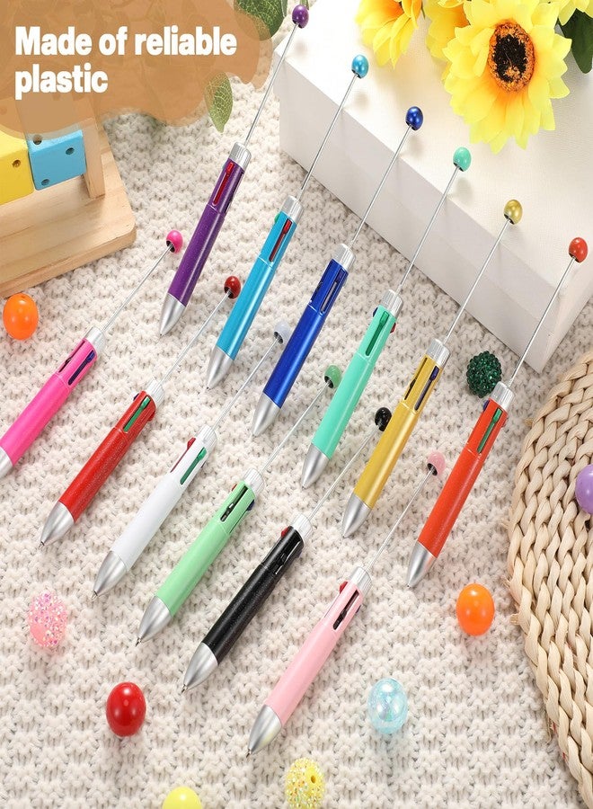 Chivertion 50 Pcs Plastic Beadable Pen Bulk Multicolor Cute 1.0mm Beaded Pens 4 in 1 Bead Ballpoint Pens Multicolor Beaded Pens for DIY Making Students Office School Graduation Supplies Journaling - Image 3