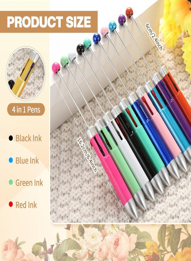 Chivertion 50 Pcs Plastic Beadable Pen Bulk Multicolor Cute 1.0mm Beaded Pens 4 in 1 Bead Ballpoint Pens Multicolor Beaded Pens for DIY Making Students Office School Graduation Supplies Journaling - Image 2