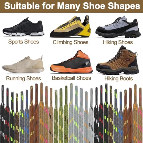 DELELE Round Work Boot Laces: 39 inch Black Fluorescent Green Heavy Duty Hiking Shoe Laces for Boots 2 Pair - Image 5