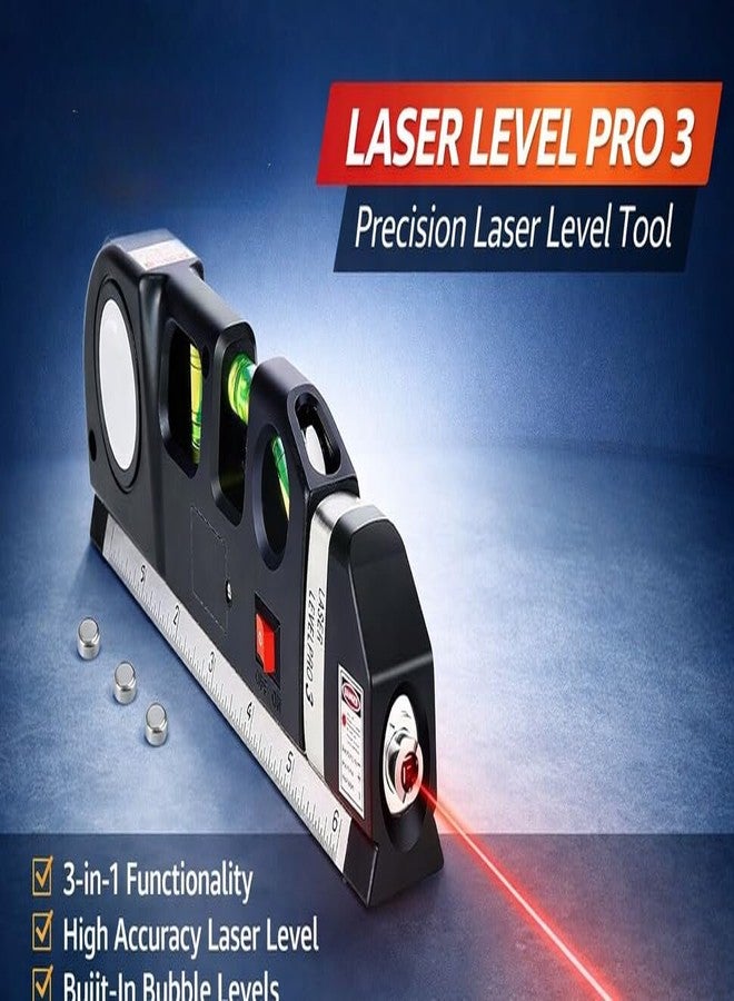 SHB Level Laser Plastic Horizon Vertical Measure Tape Aligner Bubbles Ruler Multifunction Leveler Tool (Black) - Image 2