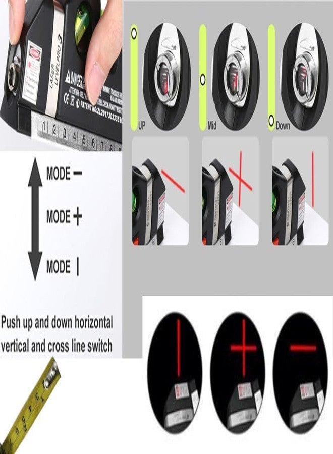 SHB Level Laser Plastic Horizon Vertical Measure Tape Aligner Bubbles Ruler Multifunction Leveler Tool (Black) - Image 4