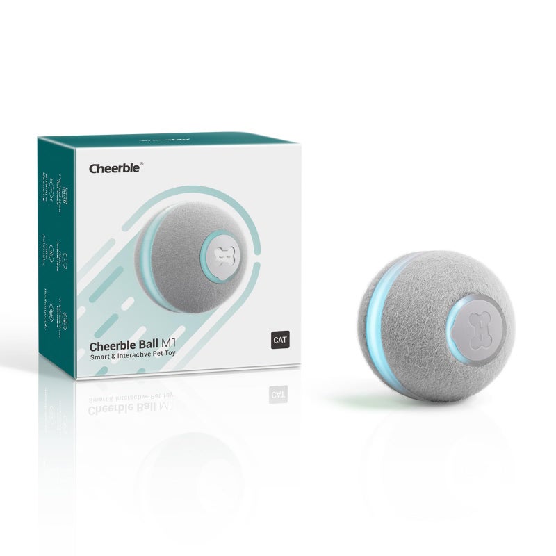 Cheerble Smart Interactive Cat Toy Automatic Moving Bouncing Rolling Ball for Indoor Cat Kitten Peppy Pet Ball with Lights and Bell Grey - Image 2