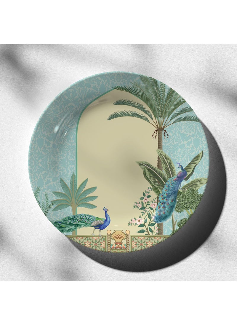 Dessine Art Dessine Art Mughal Charm Garden Wall PlateStand Metal Hook Indian Heritage Hanging Wall Plate 10inchBone China Wall Plate for Wall Dcor I Home Dcor I Living Room I Drawing Room Office  - Image 1