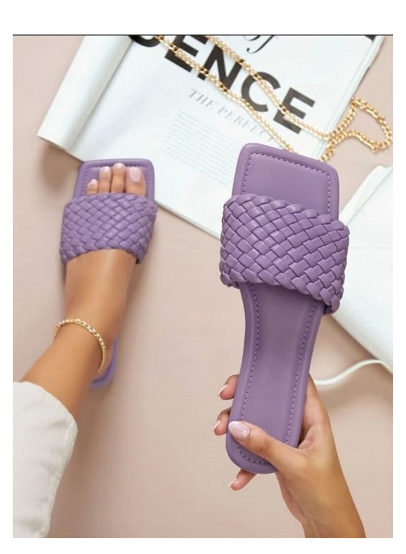 LIFESTYLISH Stylish Braided Slippers - Purple - Image 1