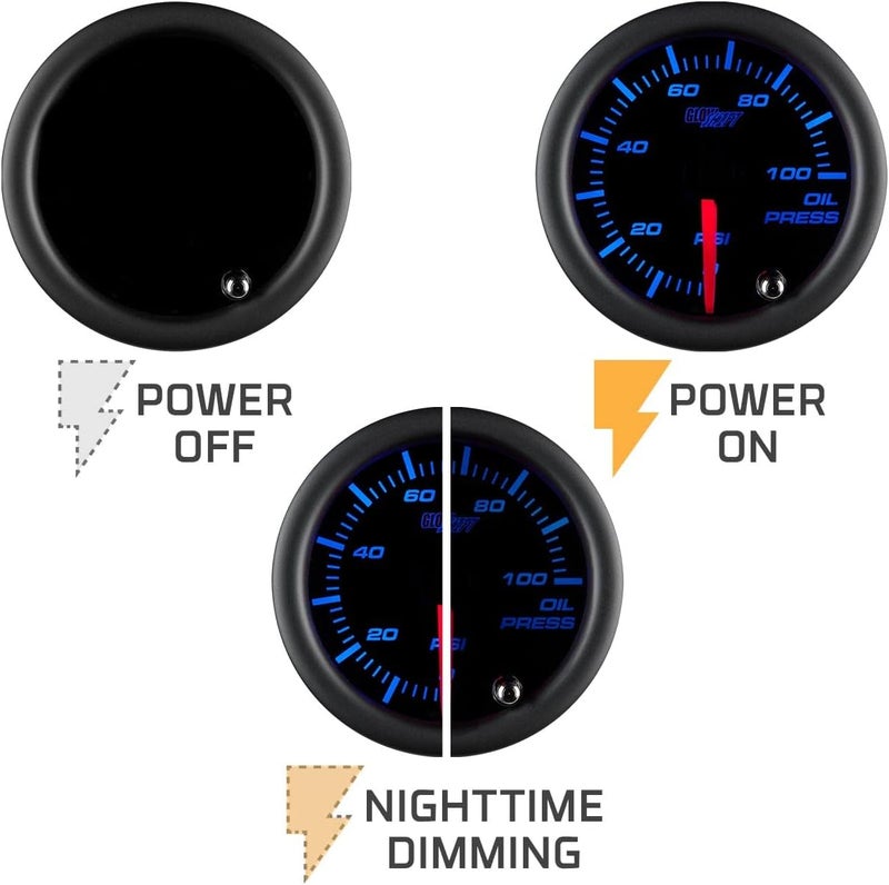 GlowShift Tinted 7 Color 100 PSI Oil Pressure Gauge Kit - Image 5
