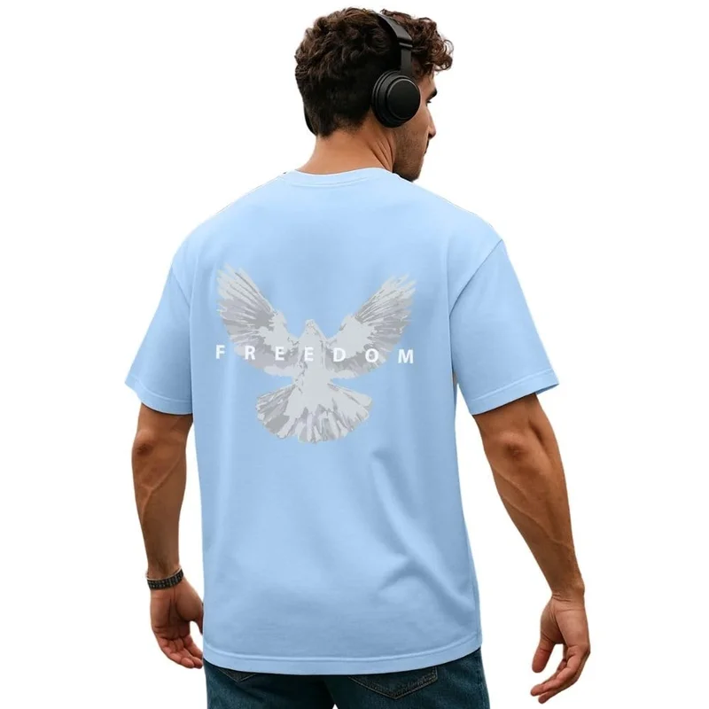 NOBERO NOBERO Men's Oversized Blue T-Shirt for Men