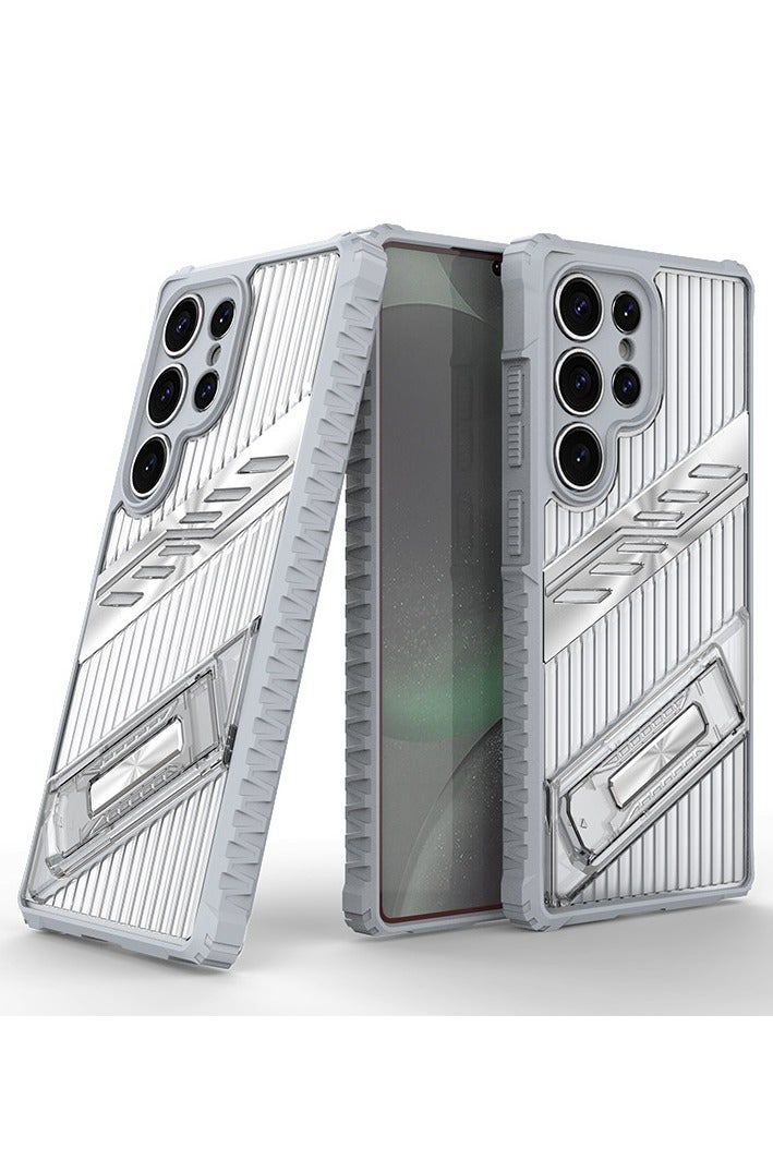 Anti-Yellow Case for Samsung Galaxy S25 Ultra 5G with Invisible Support, Slim Anti-scratch Case Hard PC Translucent TPU Soft Case for Samsung S25 Ultra