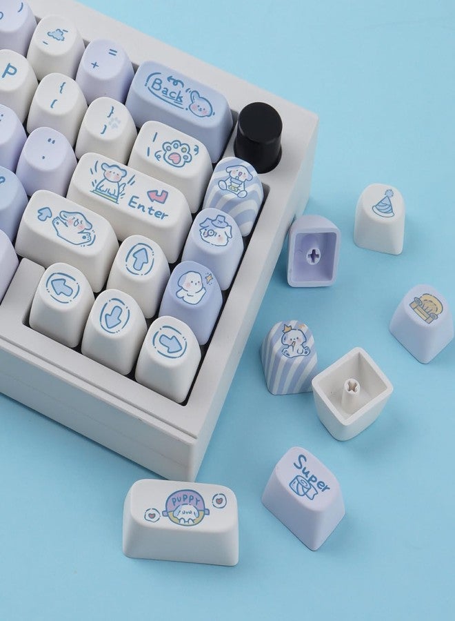 TYRIXKI PBT Keycaps 137 Keys MOA Profile Cute Keycaps Dye-Sublimation Blue-White Puppy Keycap Set Custom Keycap for Cherry Gateron MX Swithes Mechanical Keyboards - Image 2