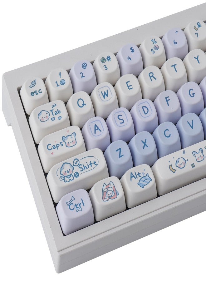 TYRIXKI PBT Keycaps 137 Keys MOA Profile Cute Keycaps Dye-Sublimation Blue-White Puppy Keycap Set Custom Keycap for Cherry Gateron MX Swithes Mechanical Keyboards - Image 1