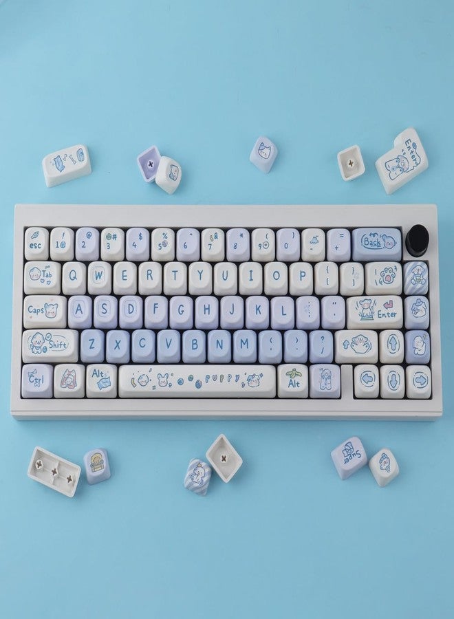 TYRIXKI PBT Keycaps 137 Keys MOA Profile Cute Keycaps Dye-Sublimation Blue-White Puppy Keycap Set Custom Keycap for Cherry Gateron MX Swithes Mechanical Keyboards - Image 4