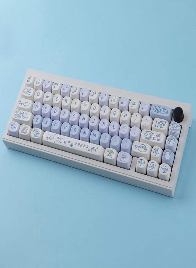 TYRIXKI PBT Keycaps 137 Keys MOA Profile Cute Keycaps Dye-Sublimation Blue-White Puppy Keycap Set Custom Keycap for Cherry Gateron MX Swithes Mechanical Keyboards - Image 3