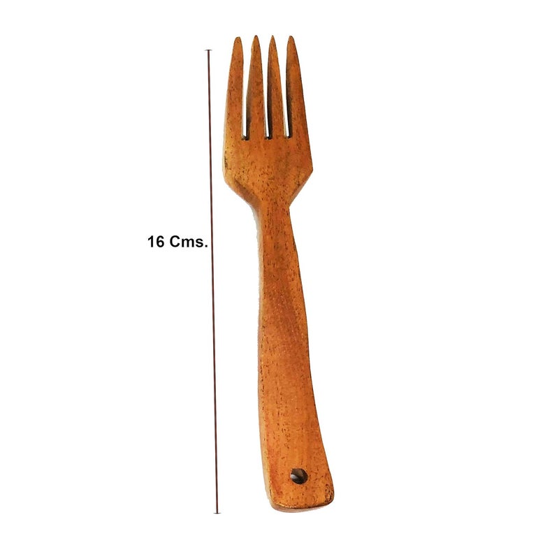 SHOPMEFAST ShopMeFast Neem Wood Spoon Fork Set 16 cm Brown 2 Medium - Image 5