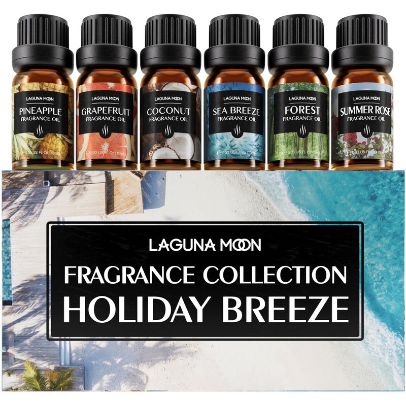 Lagunamoon Summer Essential Oils Set - Holiday Breeze Gift Set for Diffusers, Home Care, Candle Making, Fragrance, Aromatherapy, Humidifiers, Gifts - Coconut, Pineapple, and Grapefruit (10ml) - Image 1