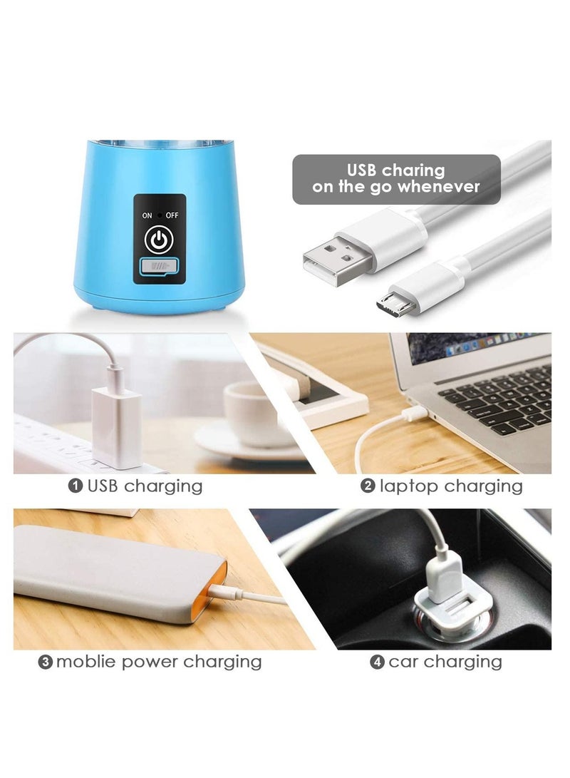 سيوسي خلاط شخصي محمول للخلاط والعصائر الخلاطات ذات الحجم الشخصي مع USB قابلة للشحن خلاط عصير الفاكهة الصغير عصارة صغيرة زجاجات خلاط عصير 400 مل أزرق - Image 3