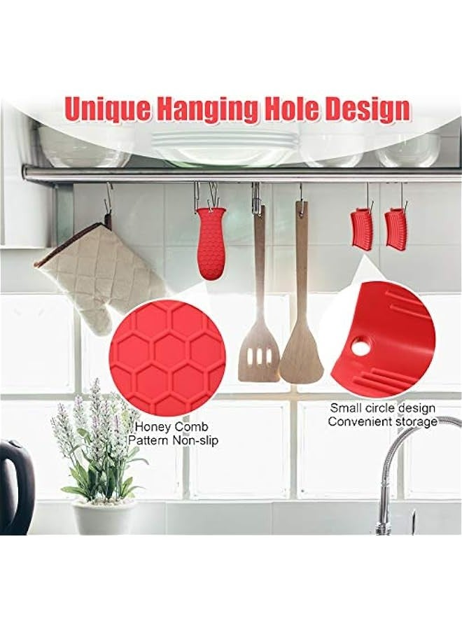 Silicone Cast Iron Skillet Handle Holder Set, Heat Resistant Pot Holder Sleeve for Cooking, Non-Slip Silicone Assist Handle Cover (Red)  - Image 3