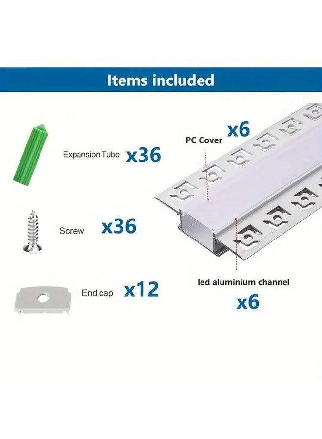 6Pcs Ultra Thin 3.3ft LED Aluminum Profile With Clip In Diffuser Dj 035 6P 39.37inch - Image 3