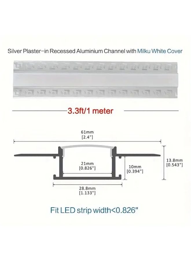 6Pcs Ultra Thin 3.3ft LED Aluminum Profile With Clip In Diffuser Dj 035 6P 39.37inch - Image 4