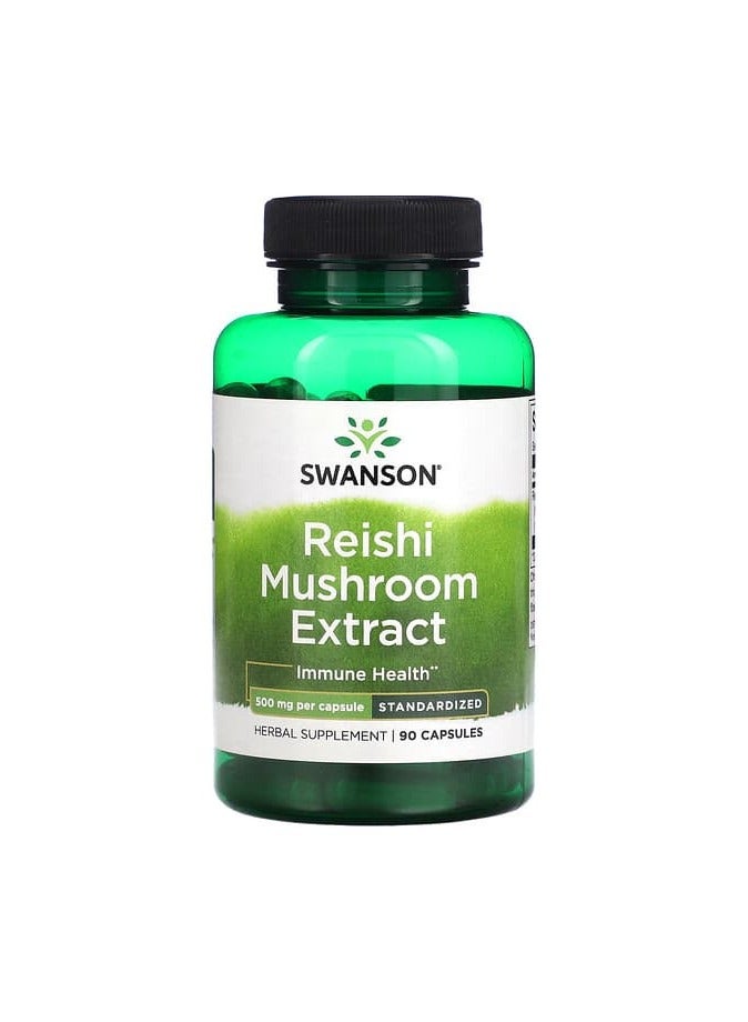 SWANSON Reishi Mushroom Extract, Standardized, 500 mg, 90 Capsules