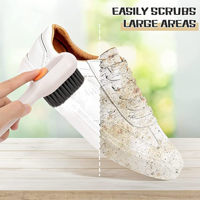 Black gold The Finer Touch Black Gold Multifunctional Soft Fur Brush with Liquid Dispenser for Household Cleaning, Sink, Upholstery, Jackets, Shoes & More (White) - Image 4
