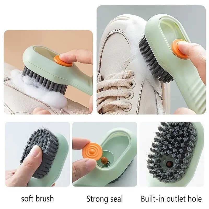 Black gold The Finer Touch Black Gold Multifunctional Soft Fur Brush with Liquid Dispenser for Household Cleaning, Sink, Upholstery, Jackets, Shoes & More (White) - Image 5