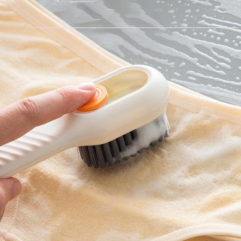 Black gold The Finer Touch Black Gold Multifunctional Soft Fur Brush with Liquid Dispenser for Household Cleaning, Sink, Upholstery, Jackets, Shoes & More (White) - Image 3