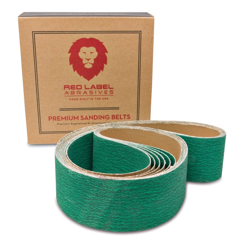 Red Label Abrasives 2 X 42 Inch 120 Grit Metal Grinding Zirconia Sanding Belts, 6 Pack - Image 1