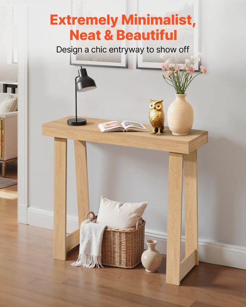VEVOR 36 in Console Table, Modern Desk Behind The Couch, Wooden Rectangle Entrance Desk, Narrow Long Sofa Table Accent Stand, Ideal for Hallway, Bedroom, Living Room, Foyer, Easy Assembly, Natural - Image 2