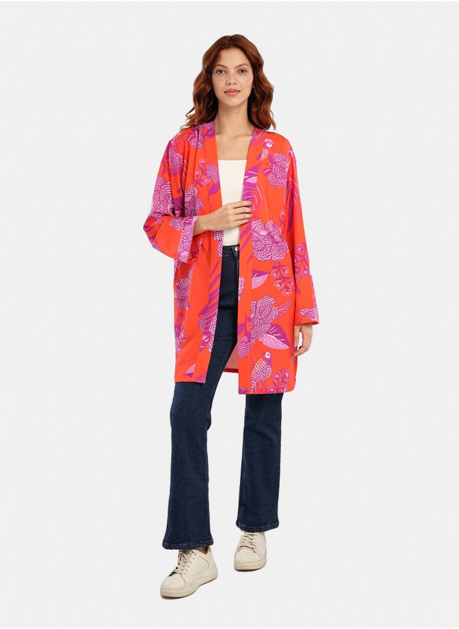 Carina Orange Kimono with Purple Print  - Image 4