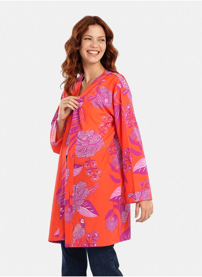 Carina Orange Kimono with Purple Print  - Image 1