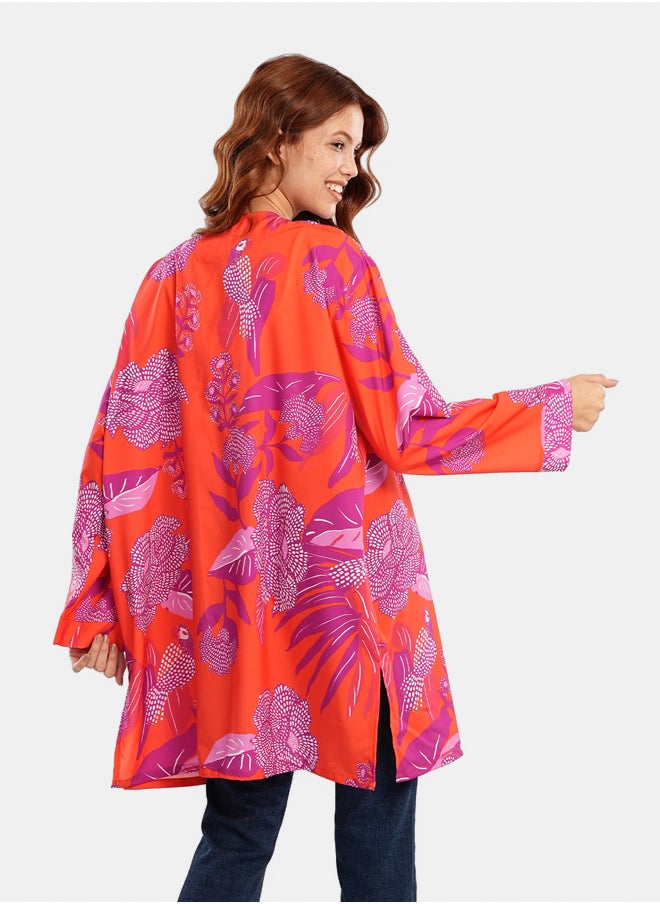 Carina Orange Kimono with Purple Print  - Image 2