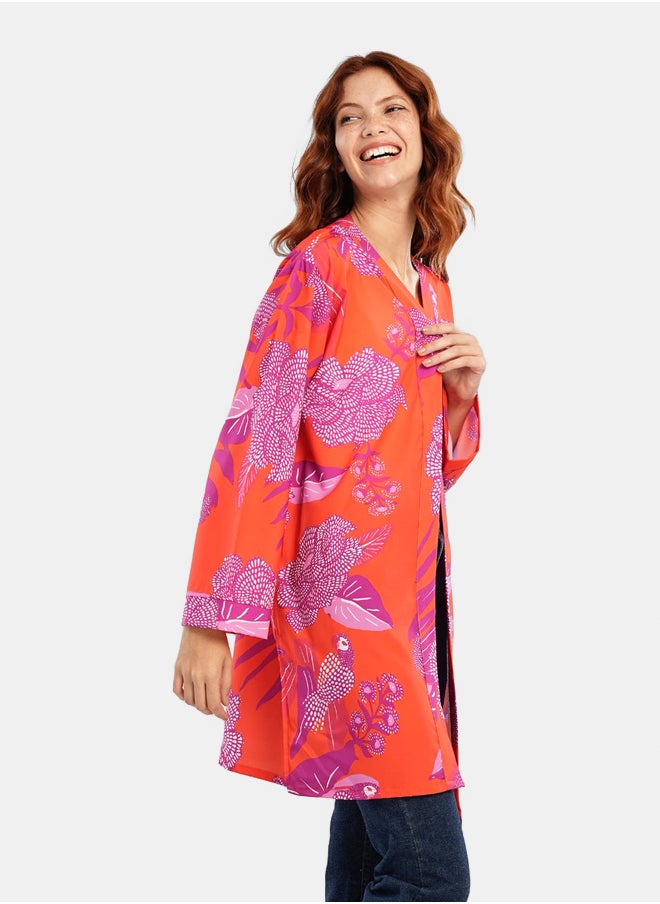 Carina Orange Kimono with Purple Print  - Image 5