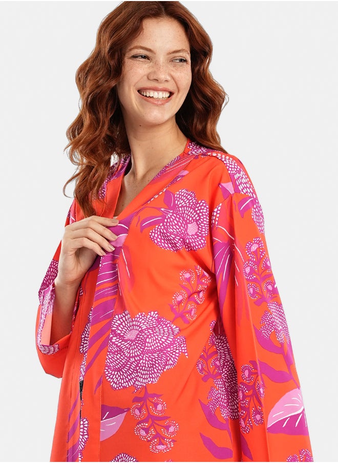 Carina Orange Kimono with Purple Print  - Image 3