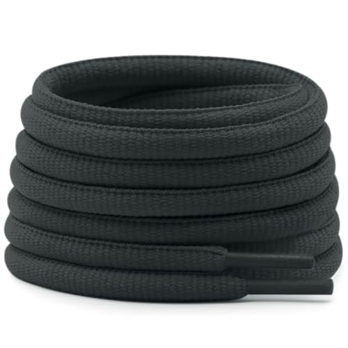 DELELE Oval Athletic Shoelaces Half Round Shoe Laces Dark Gray 2 Pair 51.18" - Image 1