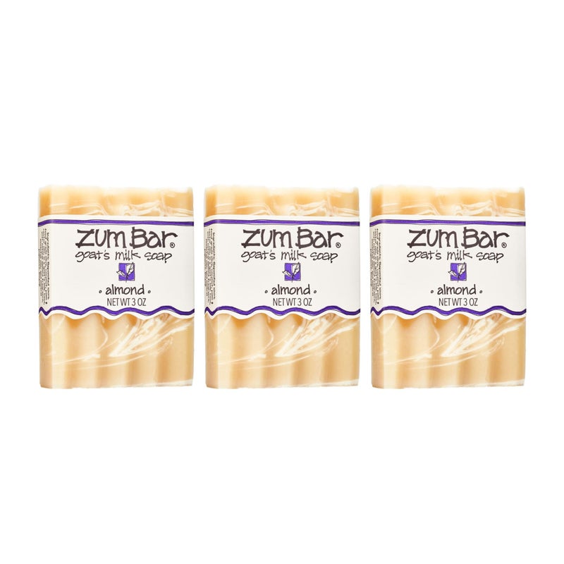 Indigo Wild Zum Goats Milk Soap Bar  Bar Soap for Hands  Body Made with Essential Oils  3 oz  Almond 3 Pack