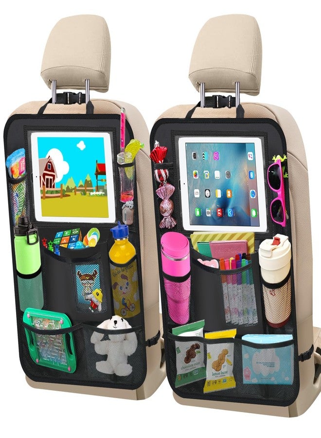 Zecirl Car Backseat Organizer ，2 Pack car organizer back seat with 10" Table Holder, 10 Storage Pockets Seat Back Protectors Kick Mats for Kids Toddlers, Travel Accessories - Image 1