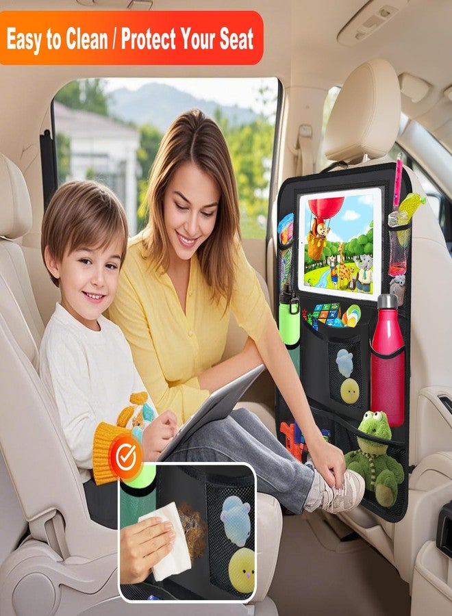 Zecirl Car Backseat Organizer ，2 Pack car organizer back seat with 10" Table Holder, 10 Storage Pockets Seat Back Protectors Kick Mats for Kids Toddlers, Travel Accessories - Image 4