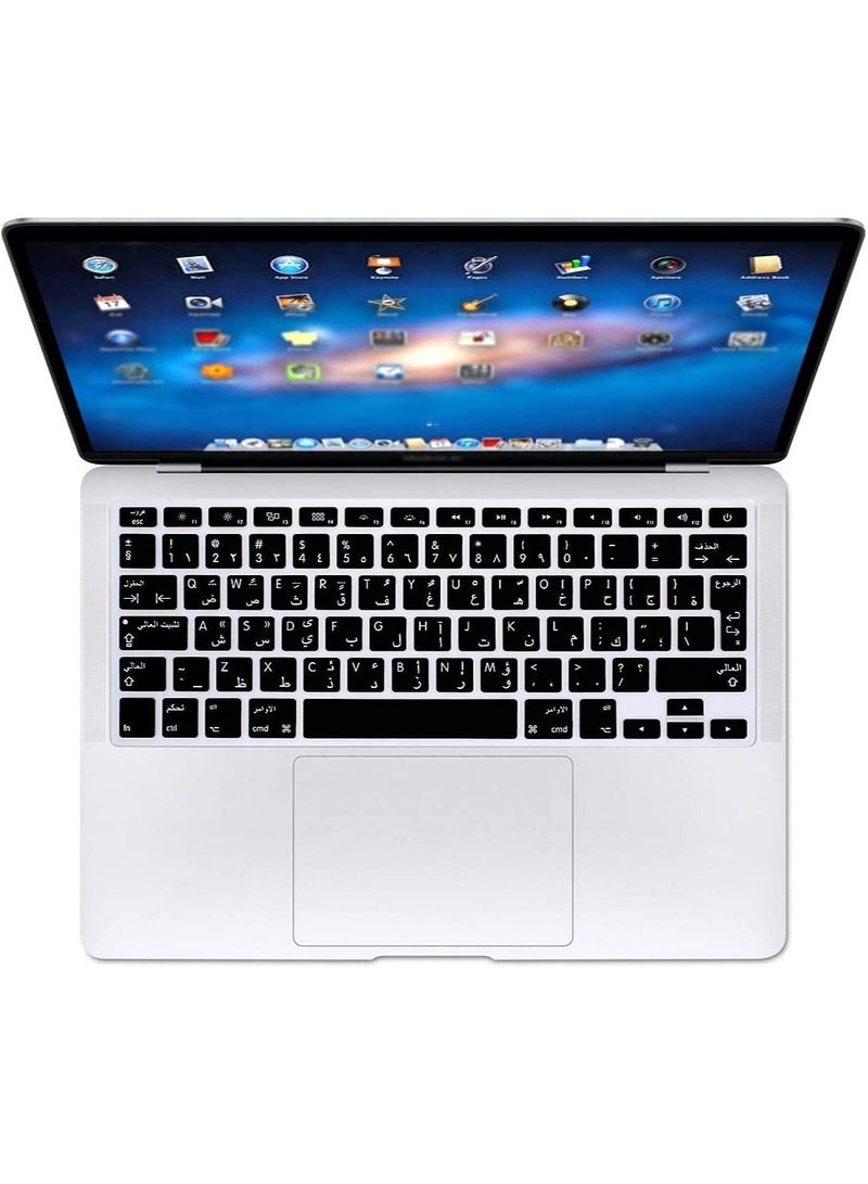 أمم غطاء لوحة مفاتيح عربي / إنجليزي بتصميم المملكة المتحدة لجهاز MacBook Air / Pro / Retina 13/15/17 2015 أو إصدار أقدم وواقي iMac أقدم أسود - Image 3
