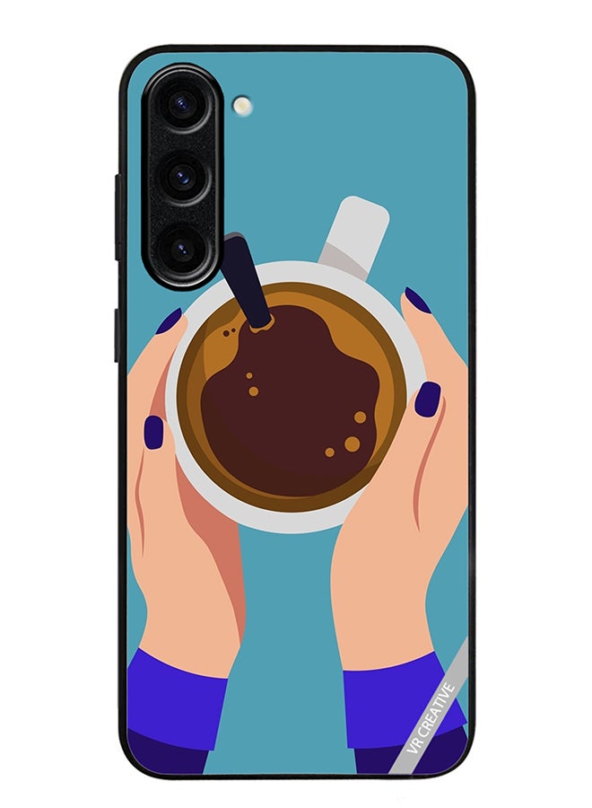 VR CREATIVE Protective Case Cover For Samsung Galaxy S24 Female Hands Holding Cup Of Coffee Design Multicolour - Image 1
