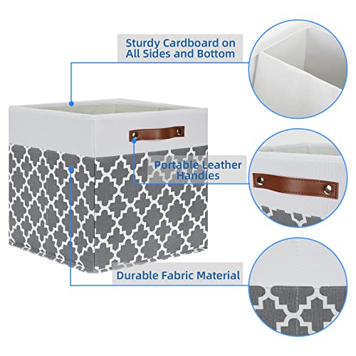 Temary Cube Storage Bins 13x13 Cubes Storage Bins for Shelf, 4 Pack Cube Storage Bins for Organizing Storage Basket with Handles(Grey Lattice) - Image 3