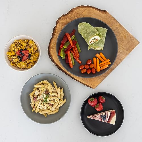 Grow Forward 16-piece Premium Wheat Straw Dinnerware Sets for 4 - Unbreakable Dishwasher and Microwave Safe Plastic Plates and Bowls Sets - Patio, Outdoors, RV, Camping Dishes - Moonlight - Image 5