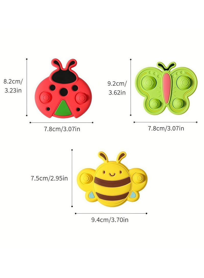 Mr. Penda 3 Pack Suction Spinning Toys for Babies 0-3 Years, All Soft Silicone, Flexible, BPA-Free, Baby-friendly - Image 2