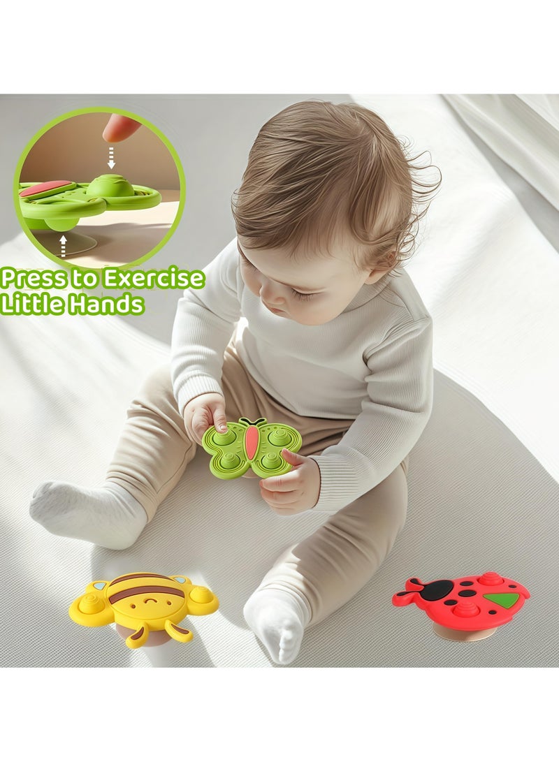 Mr. Penda 3 Pack Suction Spinning Toys for Babies 0-3 Years, All Soft Silicone, Flexible, BPA-Free, Baby-friendly - Image 4