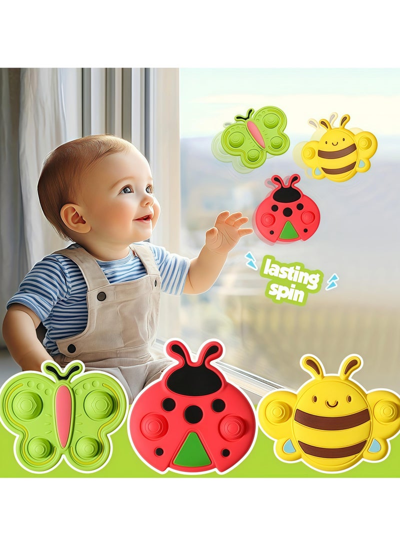 Mr. Penda 3 Pack Suction Spinning Toys for Babies 0-3 Years, All Soft Silicone, Flexible, BPA-Free, Baby-friendly - Image 5