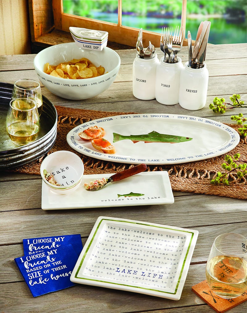 Mud Pie Farmhouse Ceramic Triple Utensil Holder - Image 3