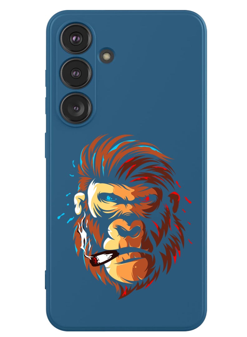 Theodor Protective Slim Fit Case Liquid Silicone Cover with Full Body Protection Anti-Scratch Shockproof Case For Samsung Galaxy S24 Plus (Blue) - Gorilla head - Image 1