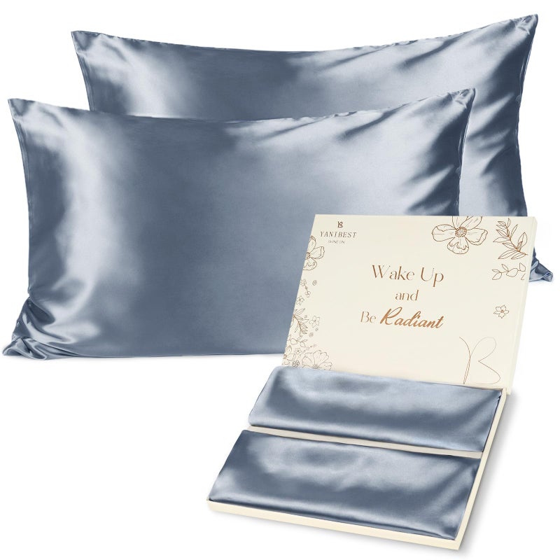Yanibest Satin Pillowcase, Silk Pillow Cases for Hair and Skin with Zipper, Standard Pillow Cases Set of 2 for 20"x26", Exquisite Packaging for Women Men - Image 1