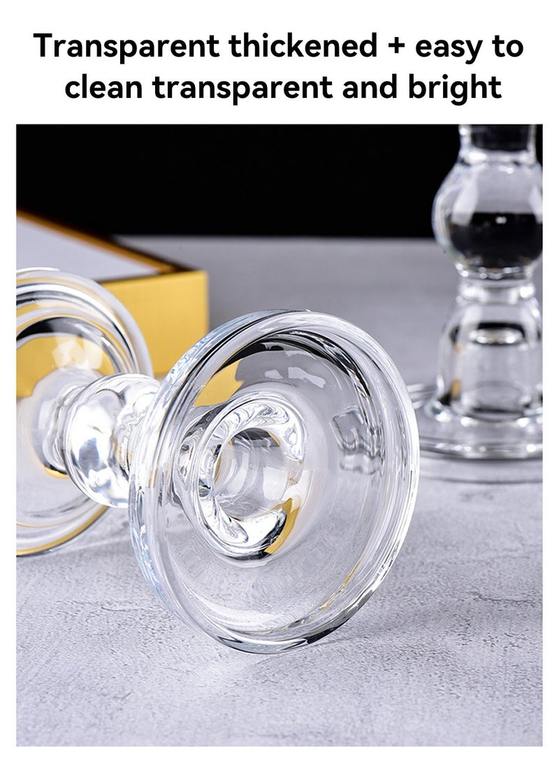 MIXDE 3-Piece Glass Candles Stand Clear Crystal Candle Holder for Pillar Taper Candle and Tealight  - Image 5