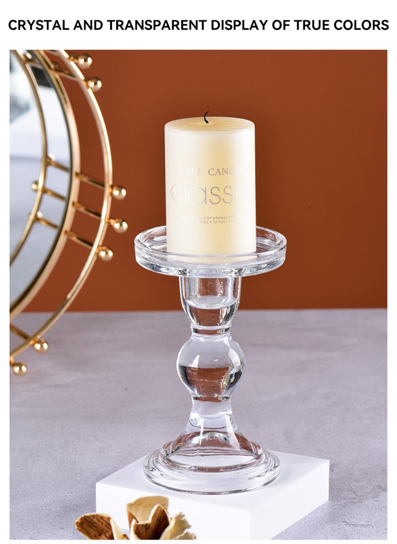 MIXDE 3-Piece Glass Candles Stand Clear Crystal Candle Holder for Pillar Taper Candle and Tealight  - Image 4