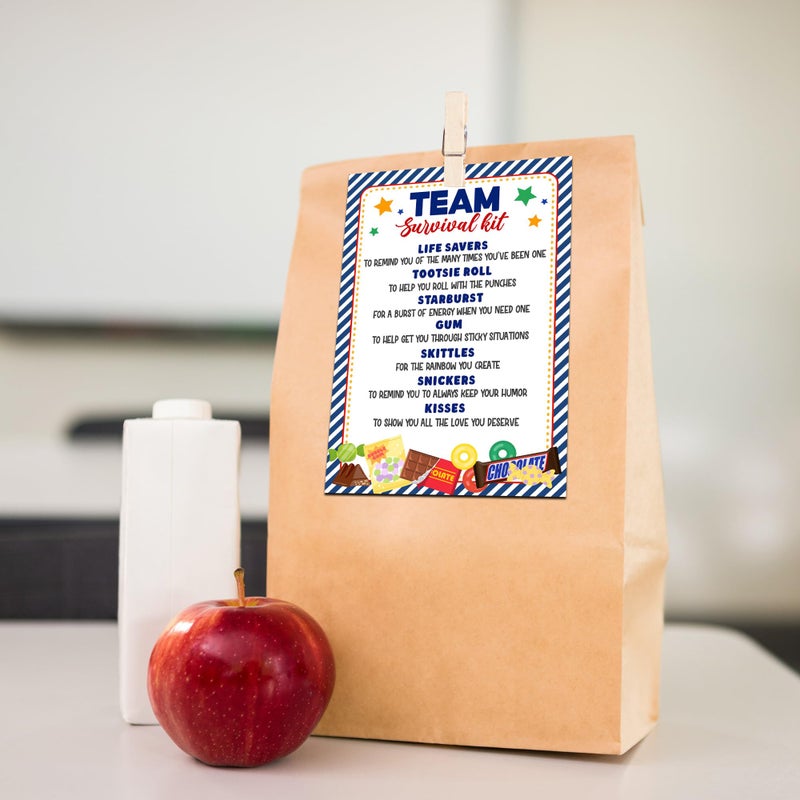 HandEasy 40 Pcs Team Survival Kit Gift Tag, Blue Candy Theme Staff Appreciation Tags for Gift Bags, Welcome to The Team Gifts for Volunteers Employees - KA02 - Image 3