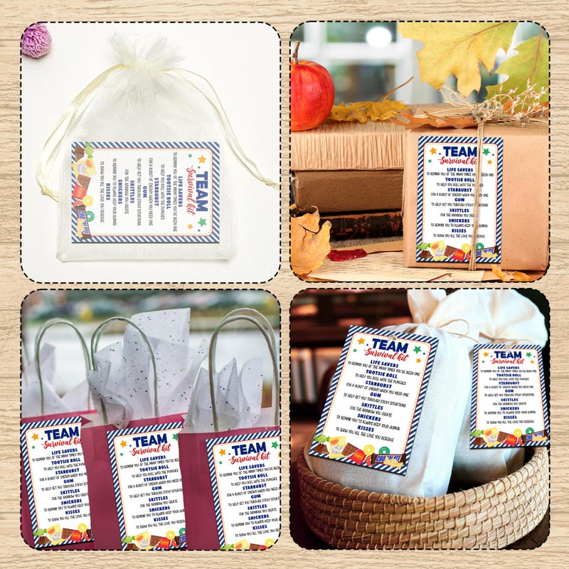 HandEasy 40 Pcs Team Survival Kit Gift Tag, Blue Candy Theme Staff Appreciation Tags for Gift Bags, Welcome to The Team Gifts for Volunteers Employees - KA02 - Image 4
